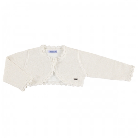 Baby Girls White Bolero From Mayoral Scallop Edge
