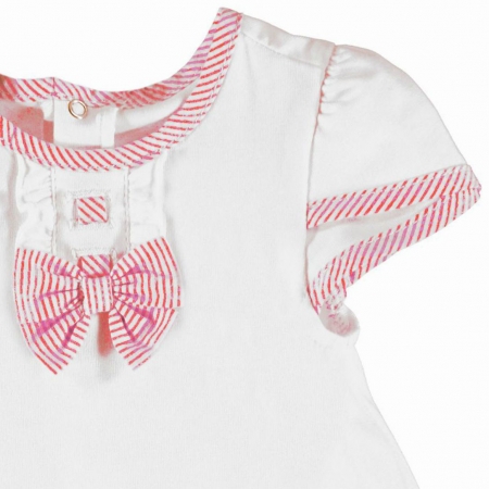 Mayoral Sale Baby Girls White And Pink Dress Daisy And Stripes #2