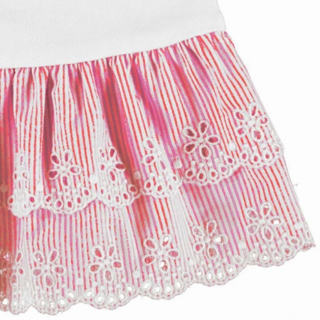 Mayoral Sale Baby Girls White And Pink Dress Daisy And Stripes #3