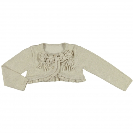 Mayoral Girls Vanilla Colour Floral Knitted Cardigan