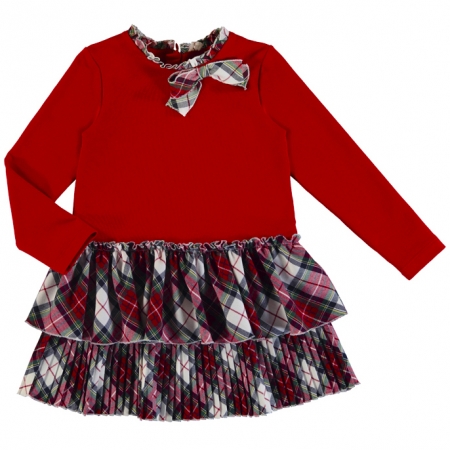 Mayoral Autumn Winter Girls Red Tartan Pleated Dress