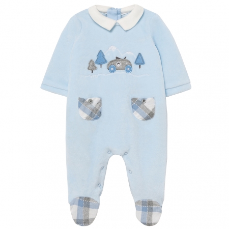 Mayoral Autumn Winter Baby Boys Footed Romper With Car And Tree Appliques