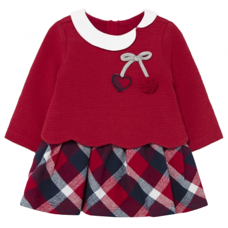 Mayoral Autumn Winter Baby Girls Red Knitted Tartan Dress