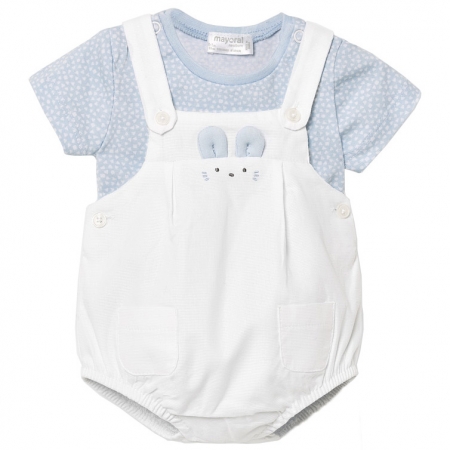 Mayoral Spring Summer Baby Boys Blue Top White Dungarees Shorts Set