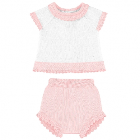 Mayoral Baby Girls White Top Pink Shorts Outfit
