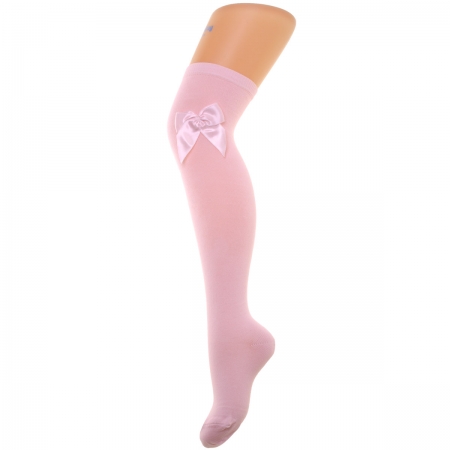 Meia Pata Girls Over The Knee High Pink Bow Socks
