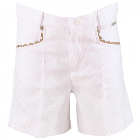 Sale Miranda Boys Light Caramel Gingham Shirt White Shorts Set #3