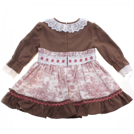 Miranda Girls Brown Ivory Dusky Pink Dress White Frills #3