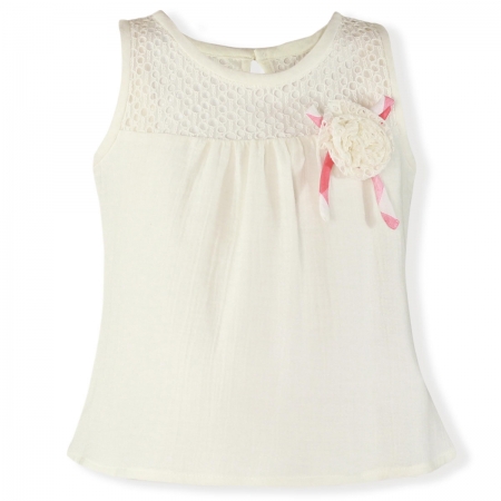 Miranda Spring Summer Girls Ivory Top Pink Gingham Skirt Set #2