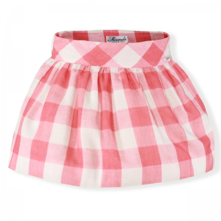 Miranda Spring Summer Girls Ivory Top Pink Gingham Skirt Set #3