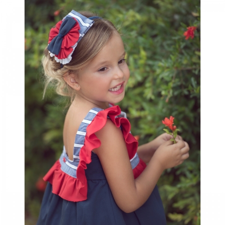 Miranda Spring Summer Girls Red Navy Stripes Dress #5
