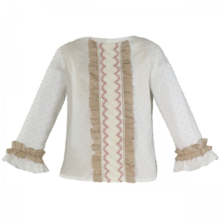 Miranda Autumn Winter Girls Caramel Off White Top And Skirt Set #2