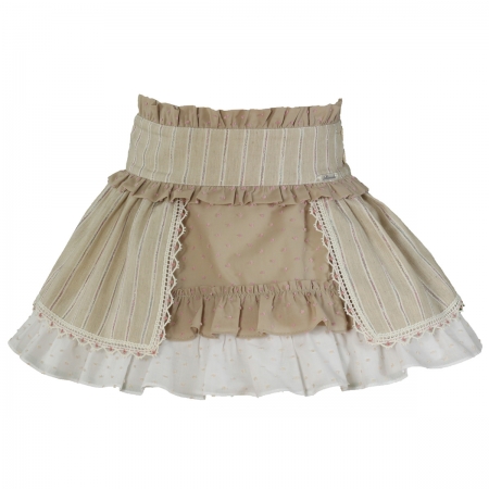 Miranda Autumn Winter Girls Caramel Off White Top And Skirt Set #4
