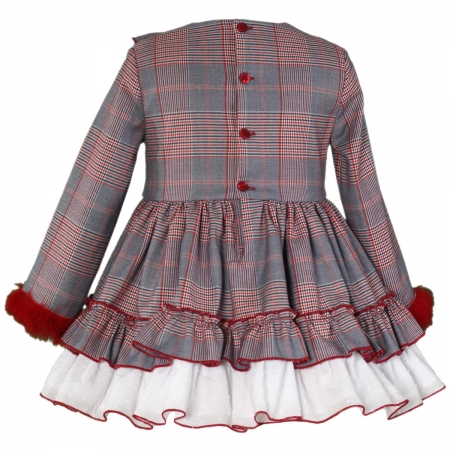 Miranda Autumn Winter Girls Red Choco Gingham Dress #2