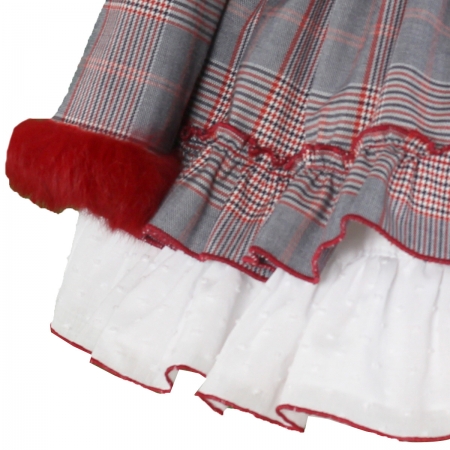 Miranda Autumn Winter Girls Red Choco Gingham Dress #4