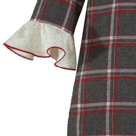 Miranda Autumn Winter Girls Grey Red Cream Check Dress #4