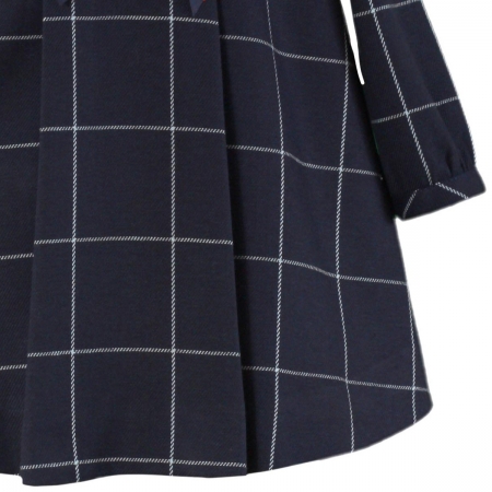 MIRANDA Baby Girls Navy Check Dress Red Frills Red Bow #3