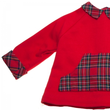 Miranda Baby Boys Red DoggyTop Red Tartan Shorts Set #2