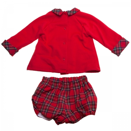 Miranda Baby Boys Red DoggyTop Red Tartan Shorts Set #4