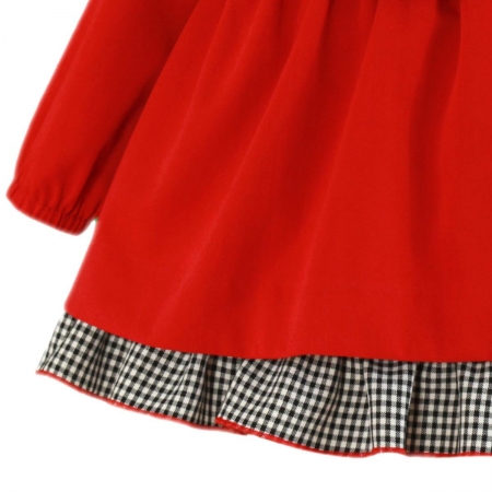 Miranda Baby Girls Red Dress Black White Gingham Bow #3