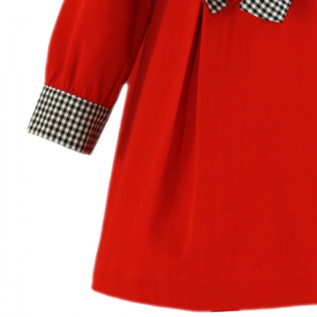 Miranda Girls Red Dress Black And White Gingham Frills And Bow #3