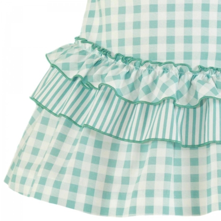 MIRANDA Baby Girls Blue Gingham Frilly Ruffle Dress #3