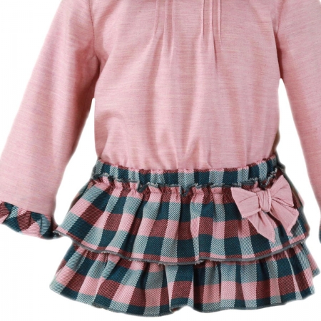 Miranda Baby Girls Dusky Pink Top Blue Pink Gingham Jam Pant Set #3