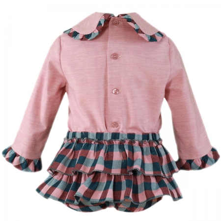 Miranda Baby Girls Dusky Pink Top Blue Pink Gingham Jam Pant Set #4