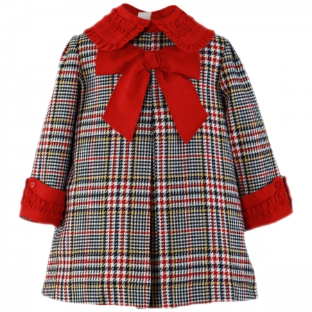 Miranda Girls Red Plaid Dress Red Collar Red Bow