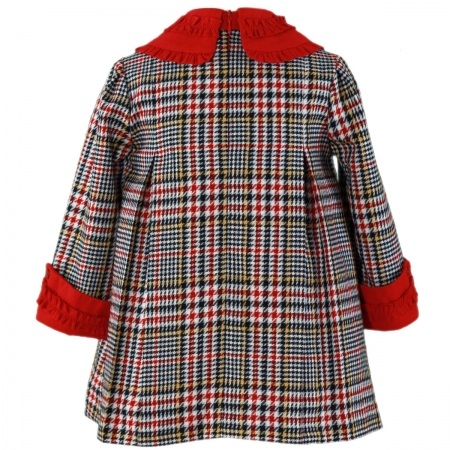 Miranda Girls Red Plaid Dress Red Collar Red Bow #2