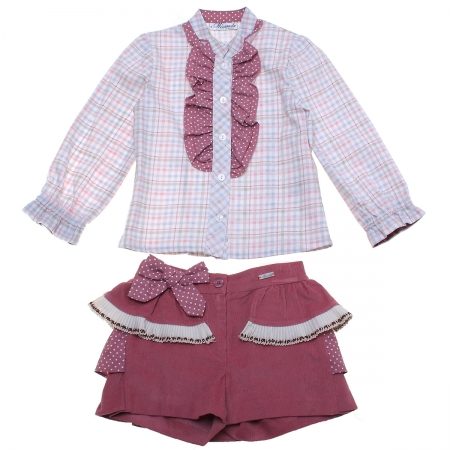 Sale Spanish Miranda Girls Dusky Pink Blouse Shorts Set