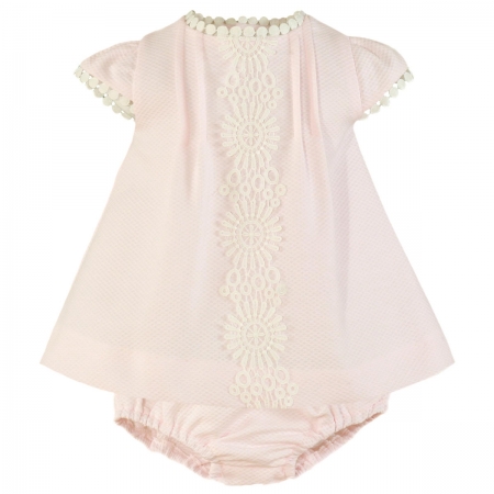 MIRANDA Baby Girls Pink Dress White Frills Panties Set