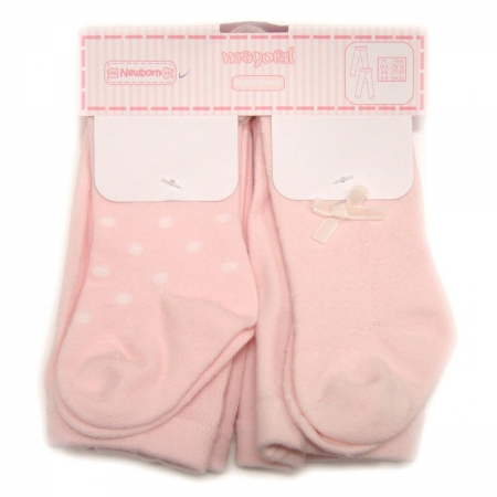 Two pairs Mayoral baby girls tights in pink