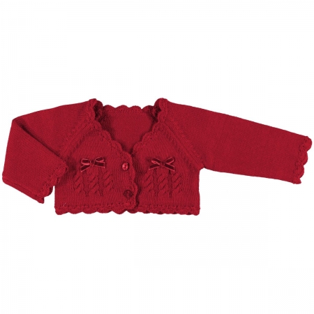 612318 Mayroral baby girls knitted red bolero