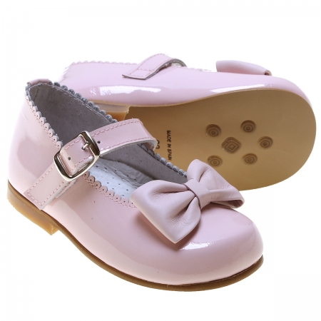 Girls Pink Mary Jane Shoes Scallop Bow Patent #3