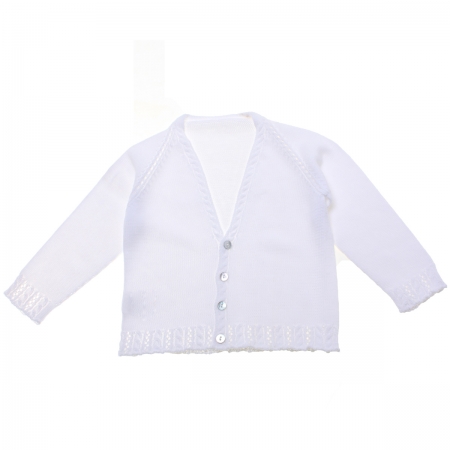 Baby Boys Soft Cotton White Cardigan