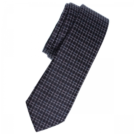 Boys tie in black with white squares and multi colour dots