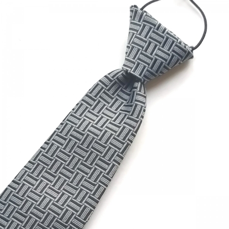 Baby Boys Tie In Grey With Black Grey Pattern #2