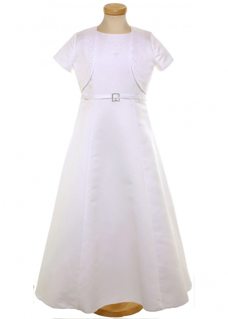 Diamante Buckle First Holy Communion Dress With Bolero