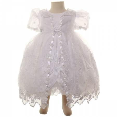 Baby Girls Christening Dress In White
