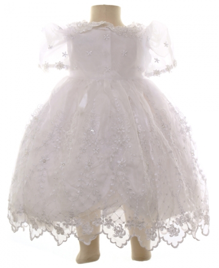 Baby Girls Christening Dress In White #2