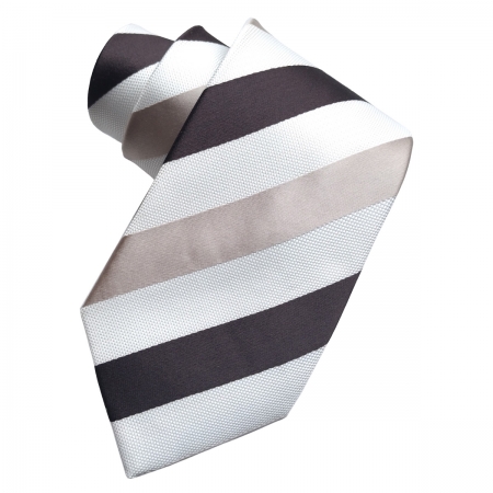 Boys Fashion Tie In Brown White Stripes For 7 To 15 Years