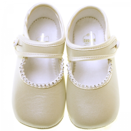 Baby Girls Pearl Ivory Leather Cuquito shoes #3
