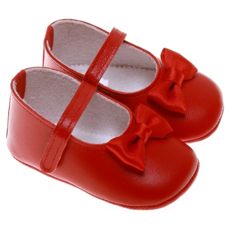 Baby Girls Red Cuquito Shoes Decorated With Bows