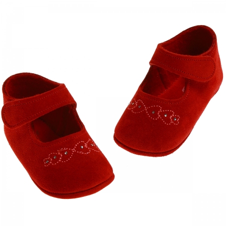 Spanish Cuquito Baby Girls Red Pram Shoes