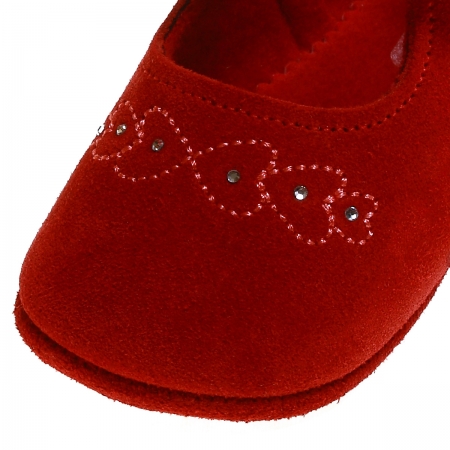 Spanish Cuquito Baby Girls Red Pram Shoes #2
