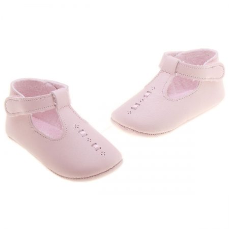 Spanish Cuquito Baby Girls Pink Leather Shoes