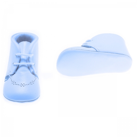 Spanish Cuquito Baby Boys Blue Shoes In Soft Leather With Lace Up #3