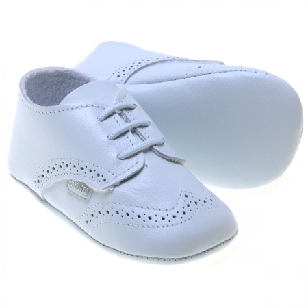 Lace Up Spanish Baby Boys Blue Leather Pram Shoes #2