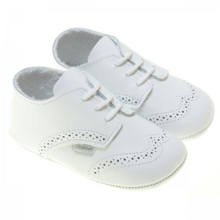 Lace Up Baby Boys White Leather Shoes